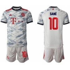 Men's FC Bayern München #10 Leroy Sané White Away Soccer Jersey with Shorts