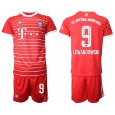 Men's FC Bayern München #9 Robert Lewandowski 22-23 Red Home Soccer Jersey Suit