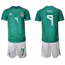 Men's Mexico #9 Raul Santos Green Home Soccer Jersey Suit