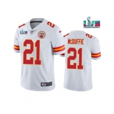 Men's Kansas City Chiefs #21 Trent McDuffie White Super Bowl LVII Patch Vapor Untouchable Limited Stitched Jersey