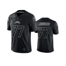 Men's Los Angeles Chargers #77 Zion Johnson Black Reflective Limited Stitched Football Jersey