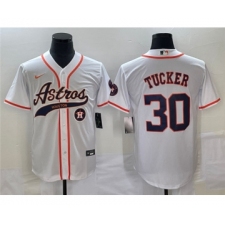 Men's Houston Astros #30 Kyle Tucker White Cool Base Stitched Baseball Jersey