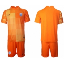 Men's England Blank Orange Goalkeeper Soccer Jersey Suit