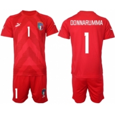 Men's Italy #1 Donnarumma Red Goalkeeper Soccer Jersey Suit