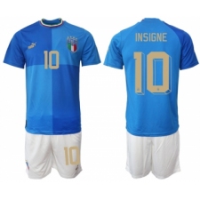 Men's Italy #10 Insigne Blue Home Soccer Jersey Suit