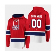 Men's Montreal Canadiens Active Player Custom Red Ageless Must-Have Lace-Up Pullover Hoodie