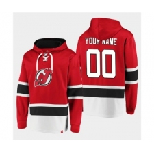 Men's New Jersey Devils Active Player Custom Red Ageless Must-Have Lace-Up Pullover Hoodie
