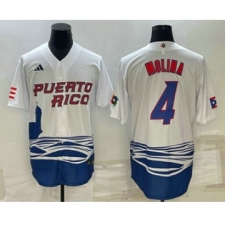 Men's Puerto Rico Baseball #4 Carlos Correa 2023 White World Baseball Classic Stitched Jerseys