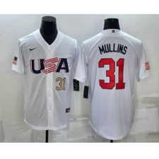 Mens USA Baseball #31 Cedric Mullins Number 2023 White World Classic Stitched Jersey