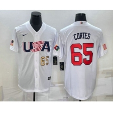 Men's USA Baseball #65 Nestor Cortes Number 2023 White World Classic Stitched Jerseys