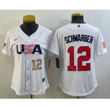 Women's USA Baseball #12 Kyle Schwarber Number 2023 White World Classic Stitched Jerseys
