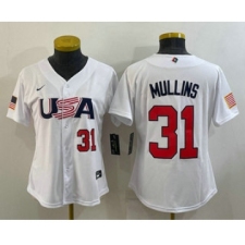 Women's USA Baseball #31 Cedric Mullins Number 2023 White World Classic Stitched Jersey