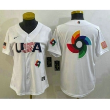 Women's USA Baseball Big Logo 2023 White World Baseball Classic Stitched Jerseys