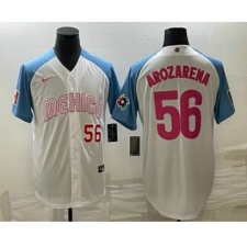 Men's Mexico Baseball #56 Randy Arozarena Number 2023 White Blue World Classic Stitched Jersey8