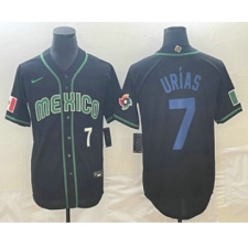 Men's Mexico Baseball #7 Julio Urias Number 2023 Black Blue World Classic Stitched Jersey2
