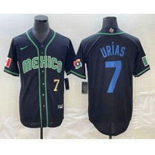 Men's Mexico Baseball #7 Julio Urias Number 2023 Black Blue World Classic Stitched Jerseys