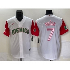 Men's Mexico Baseball #7 Julio Urias Number 2023 White Red World Classic Stitched Jersey46