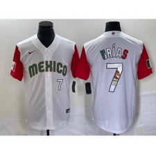 Men's Mexico Baseball #7 Julio Urias Number 2023 White Red World Classic Stitched Jersey9