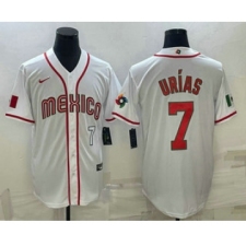 Men's Mexico Baseball #7 Julio Urias Number 2023 White World Baseball Classic Stitched Jerseys