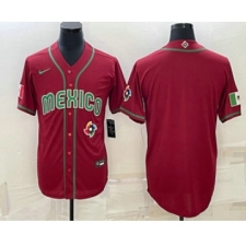 Men's Mexico Baseball Blank 2023 Red World Baseball With Classic Stitched Jersey