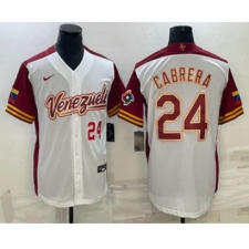 Men's Venezuela Baseball #24 Miguel Cabrera Number 2023 White World Classic Stitched Jersey