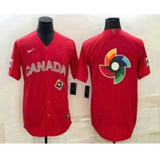 Men's Canada Baseball 2023 Red World Big Logo Classic Stitched Jersey