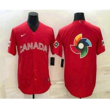 Men's Canada Baseball 2023 Red World Big Logo Classic Stitched Jerseys