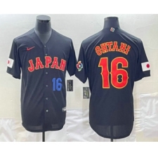 Men's Japan Baseball #16 Shohei Ohtani Number 2023 Black World Classic Stitched Jersey1