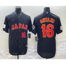 Men's Japan Baseball #16 Shohei Ohtani Number 2023 Black World Classic Stitched Jersey