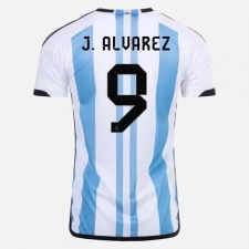 Men's Argentina #9 Julian Alverez White Blue Home Soccer Jersey Suit