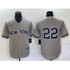 Men's New York Yankees #22 Harrison Bader No Name Grey Cool Base Stitched Baseball Jersey