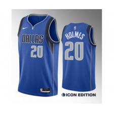 Men's Dallas Mavericks #20 Richaun Holmes Blue 2023 Draft Icon Edition Stitched Basketball Jersey