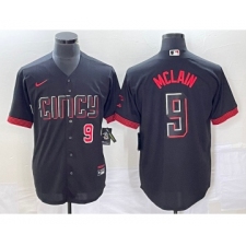 Men's Cincinnati Reds #9 Matt McLain Number Black 2023 City Connect Cool Base Stitched Jersey 1