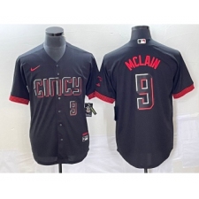 Men's Cincinnati Reds #9 Matt McLain Number Black 2023 City Connect Cool Base Stitched Jersey 2