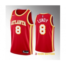 Men's Atlanta Hawks #8 Seth Lundy Red 2023 Draft Icon Edition Stitched Jersey