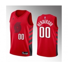 Men's Portland Trail Blazers #00 Scoot Henderson Red 2023 Draft Statement Edition Stitched Basketball Jersey