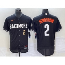 Men's Nike Baltimore Orioles #2 Gunnar Henderson Number Black 2023 City Connect Flex Base Stitched Jersey