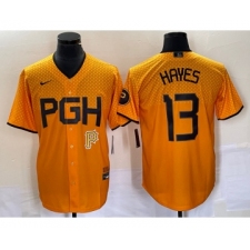 Men's Nike Pittsburgh Pirates #13 KeBryan Hayes Gold 2023 City Connect Stitched Jersey
