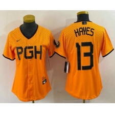 Women's Pittsburgh Pirates #13 KeBryan Hayes Yellow 2023 City Connect Stitched Jersey