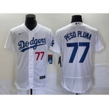 Men's Los Angeles Dodgers #77 Peso Pluma Number White Stitched Flex Base Nike Jersey