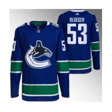 Men's Vancouver Canucks #53 Teddy Blueger Blue Retro Stitched Jersey