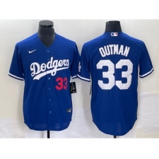 Men's Los Angeles Dodgers #33 James Outman Number Blue Cool Base Stitched Jersey