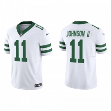 Men's Nike New York Jets #11 Jermaine Johnson II White 2023 F.U.S.E. Vapor Limited Throwback Stitched Football Jersey