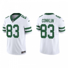 Men's Nike New York Jets #83 Tyler Conklin White 2023 F.U.S.E. Vapor Limited Throwback Stitched Football Jersey