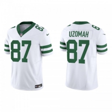 Men's Nike New York Jets #87 C.J. Uzomah White 2023 F.U.S.E. Vapor Limited Throwback Stitched Football Jersey