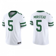 Men's Nike New York Jets #5 Thomas Morstead White 2023 F.U.S.E. Vapor Limited Throwback Stitched Football Jersey