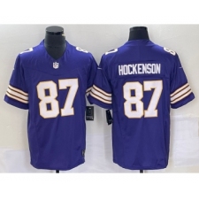 Men's Nike Minnesota Vikings #87 TJ Hockenson Purple 2023 FUSE Vapor Limited Throwback Stitched Jersey