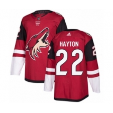 Men's Adidas Arizona Coyotes #22 Barrett Hayton Premier Burgundy Red Home NHL Jersey