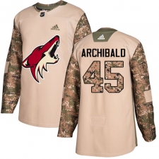 Men's Adidas Arizona Coyotes #45 Josh Archibald Authentic Green Salute to Service NHL Jersey