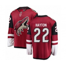Men's Arizona Coyotes #22 Barrett Hayton Authentic Burgundy Red Home Fanatics Branded Breakaway NHL Jersey